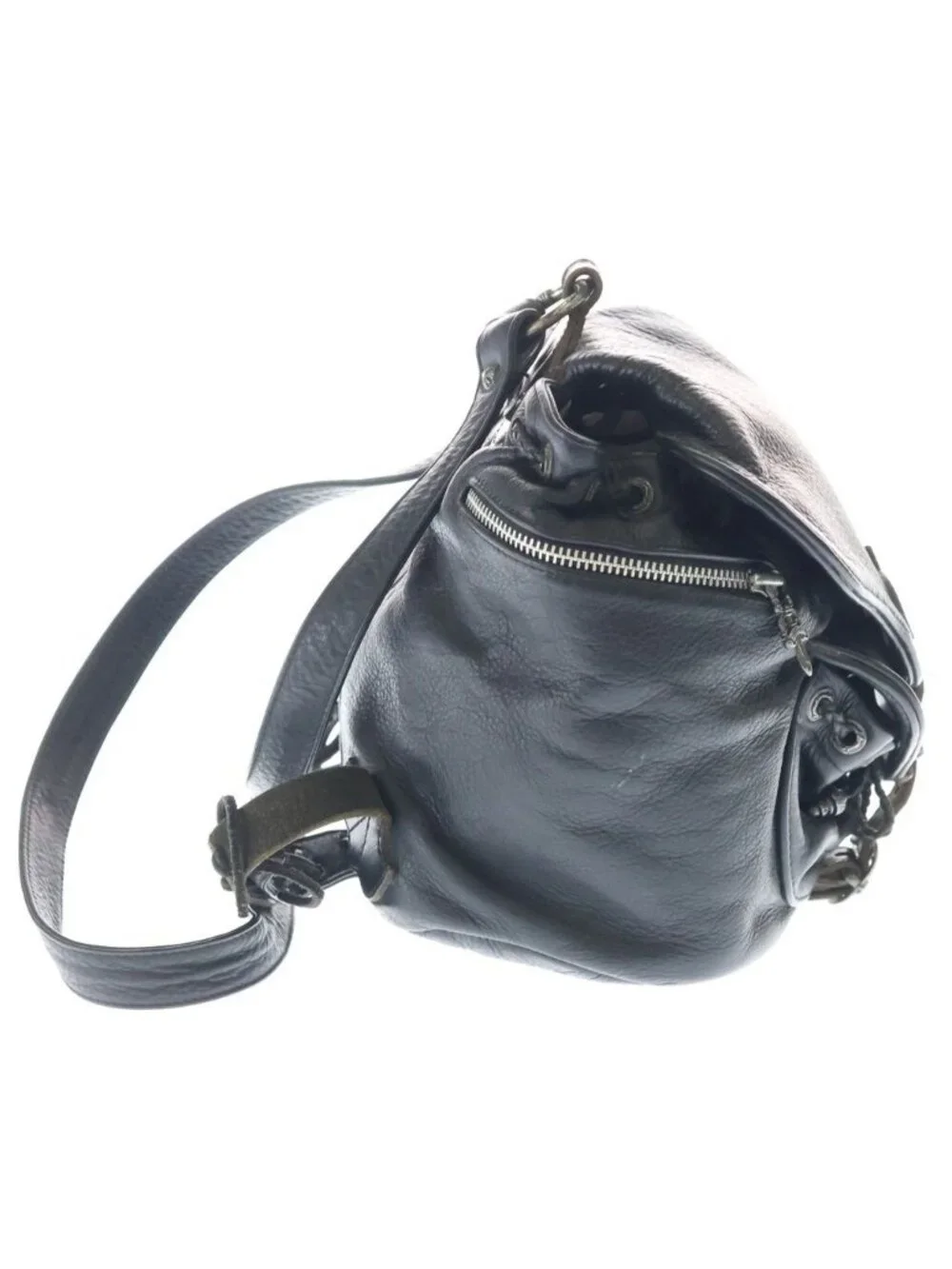 Chrome Hearts Flerknee Mini Backpack Flare Knee Daga Zip Mini Leather Black